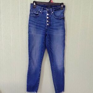 Lucky Brand High Rise Skinny Button Down Fringe Blue Jeans